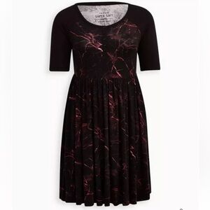 Torrid Mini Super Soft Skater Dress with pockets in black and pink size 4